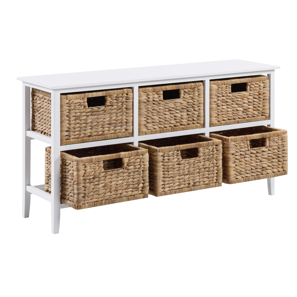 Rory Low Chest Of 6-Drawers Lowboy Dresser Storage W/ 6 Woven Baskets White Drawers Fast shipping On sale