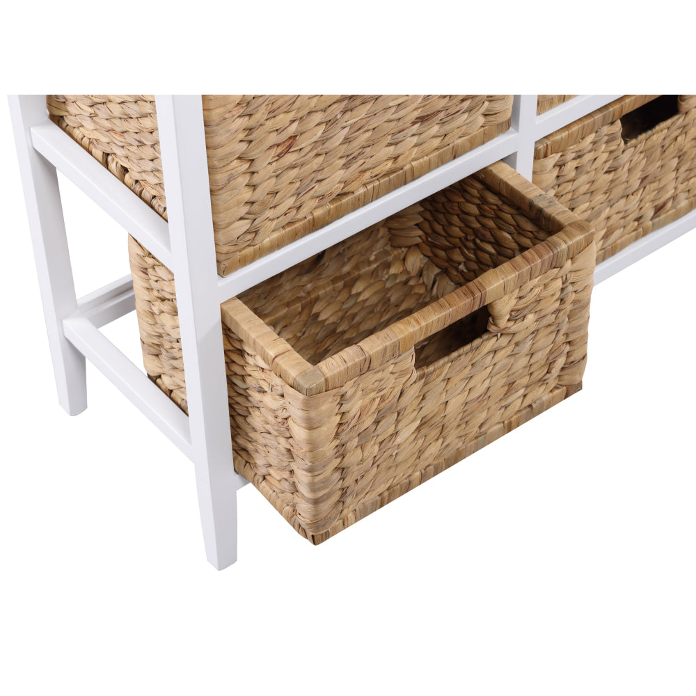 Rory Low Chest Of 6-Drawers Lowboy Dresser Storage W/ 6 Woven Baskets White Drawers Fast shipping On sale