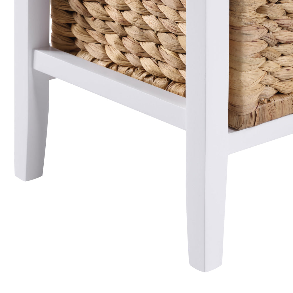 Rory Low Chest Of 6-Drawers Tallboy Storage W/ 6 Woven Baskets White Drawers Fast shipping On sale