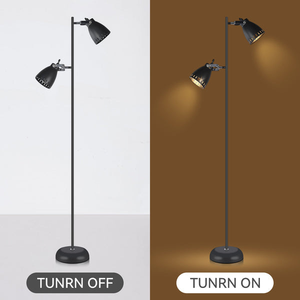 Rosie 2-Lights Modern Rustic Metal Floor Lamp Light Black Fast shipping On sale