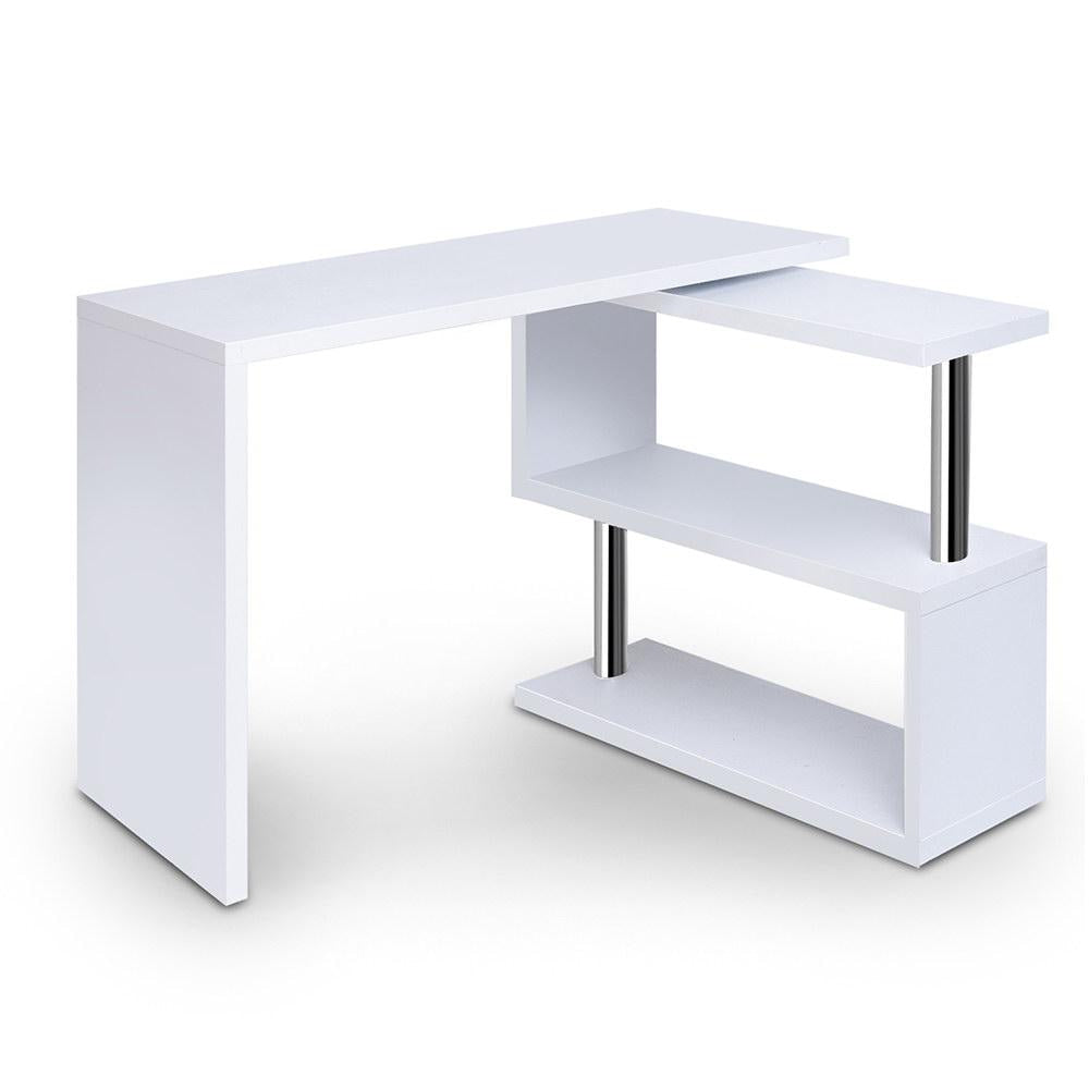 Rotary Corner Desk with Bookshelf - White Office Fast shipping On sale