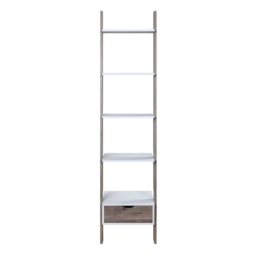 Roth 5-Tier Wooden Ladder Bookcase Display Shelf Unit White/Grey Fast shipping On sale