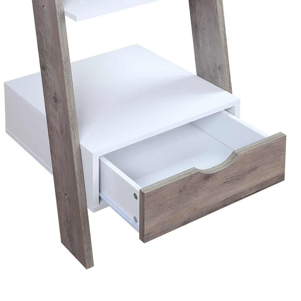 Roth 5-Tier Wooden Ladder Bookcase Display Shelf Unit White/Grey Fast shipping On sale