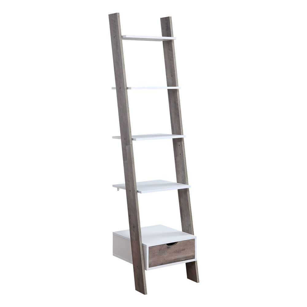 Roth 5-Tier Wooden Ladder Bookcase Display Shelf Unit White/Grey Fast shipping On sale