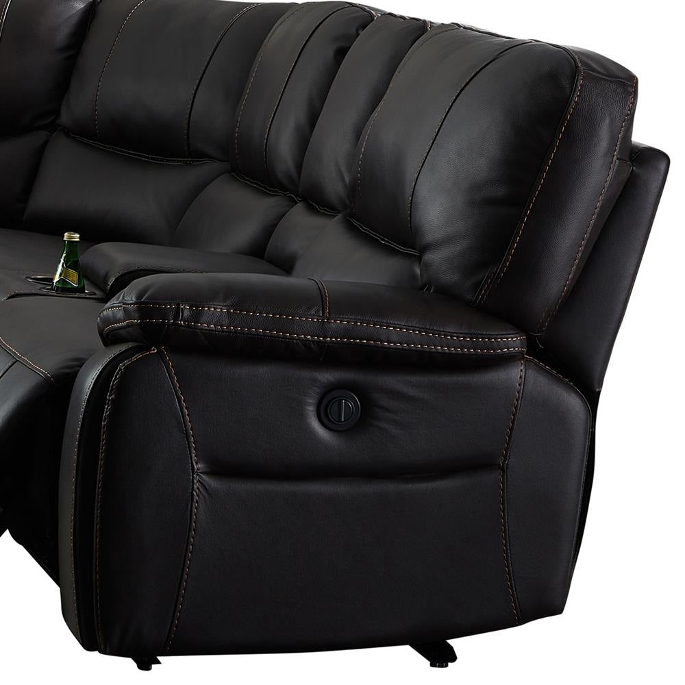 Round Corner Sofa Genuine Leather Dark Brown Electric Recliner 2x Cup Holders Fast shipping On sale