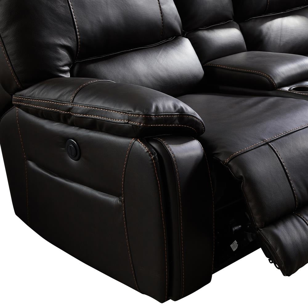 Round Corner Sofa Genuine Leather Dark Brown Electric Recliner 2x Cup Holders Fast shipping On sale