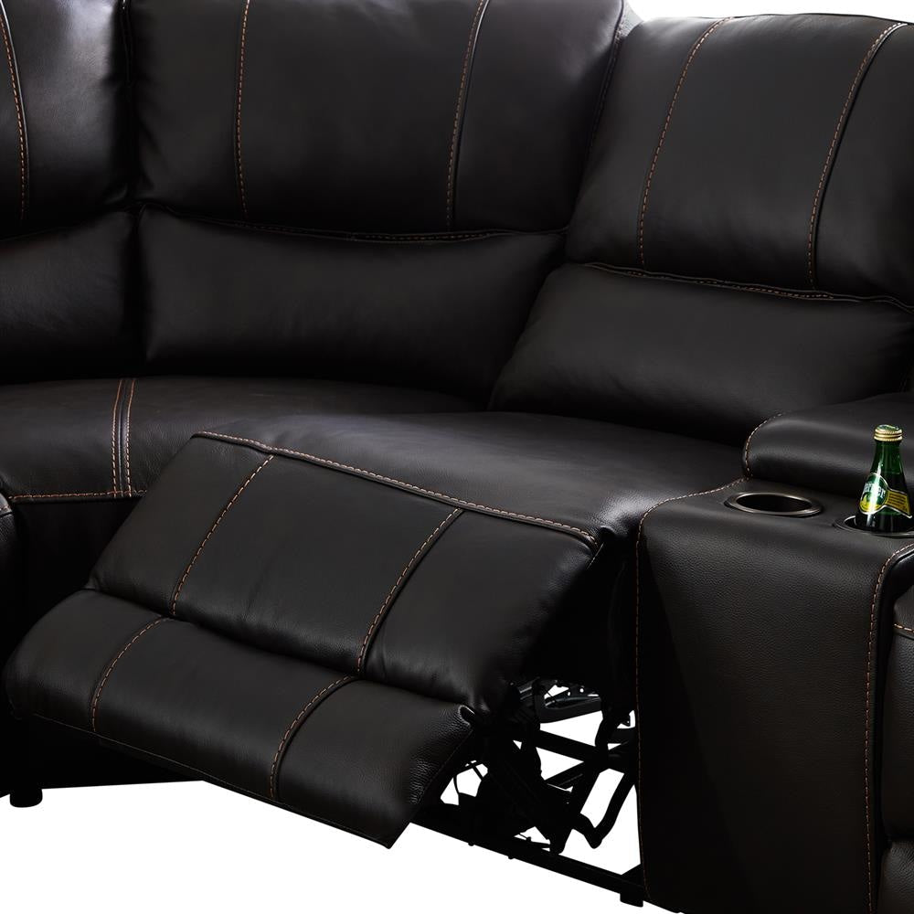 Round Corner Sofa Genuine Leather Dark Brown Electric Recliner 2x Cup Holders Fast shipping On sale