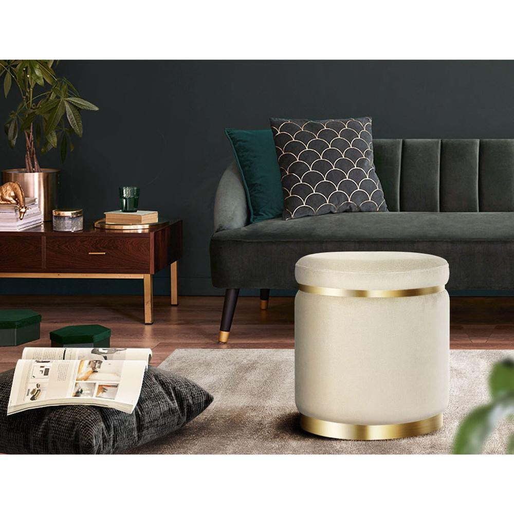 Round Velvet Foot Stool Ottoman Rest Pouf Pouffe Padded Seat Footstool Fast shipping On sale