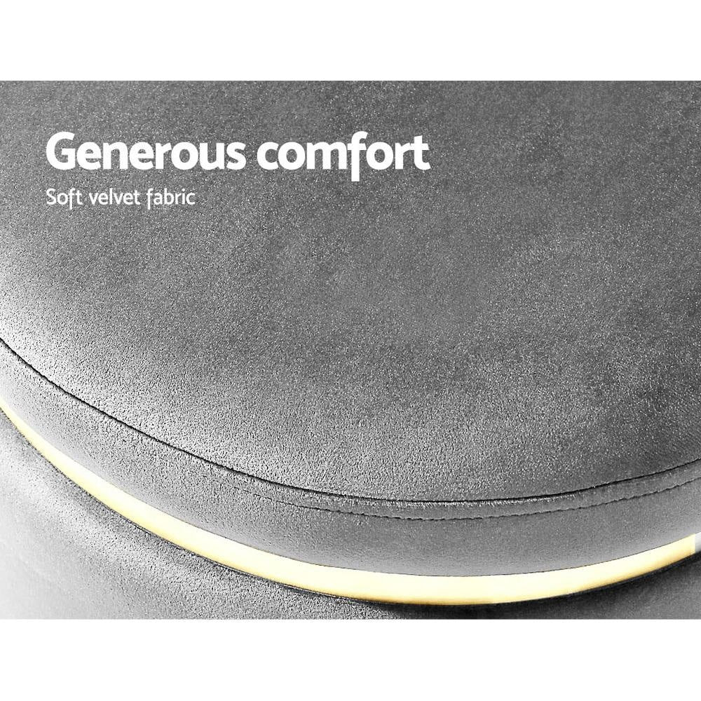 Round Velvet Ottoman Foot Stool Rest Pouffe Padded Seat Bedroom Footstool Fast shipping On sale