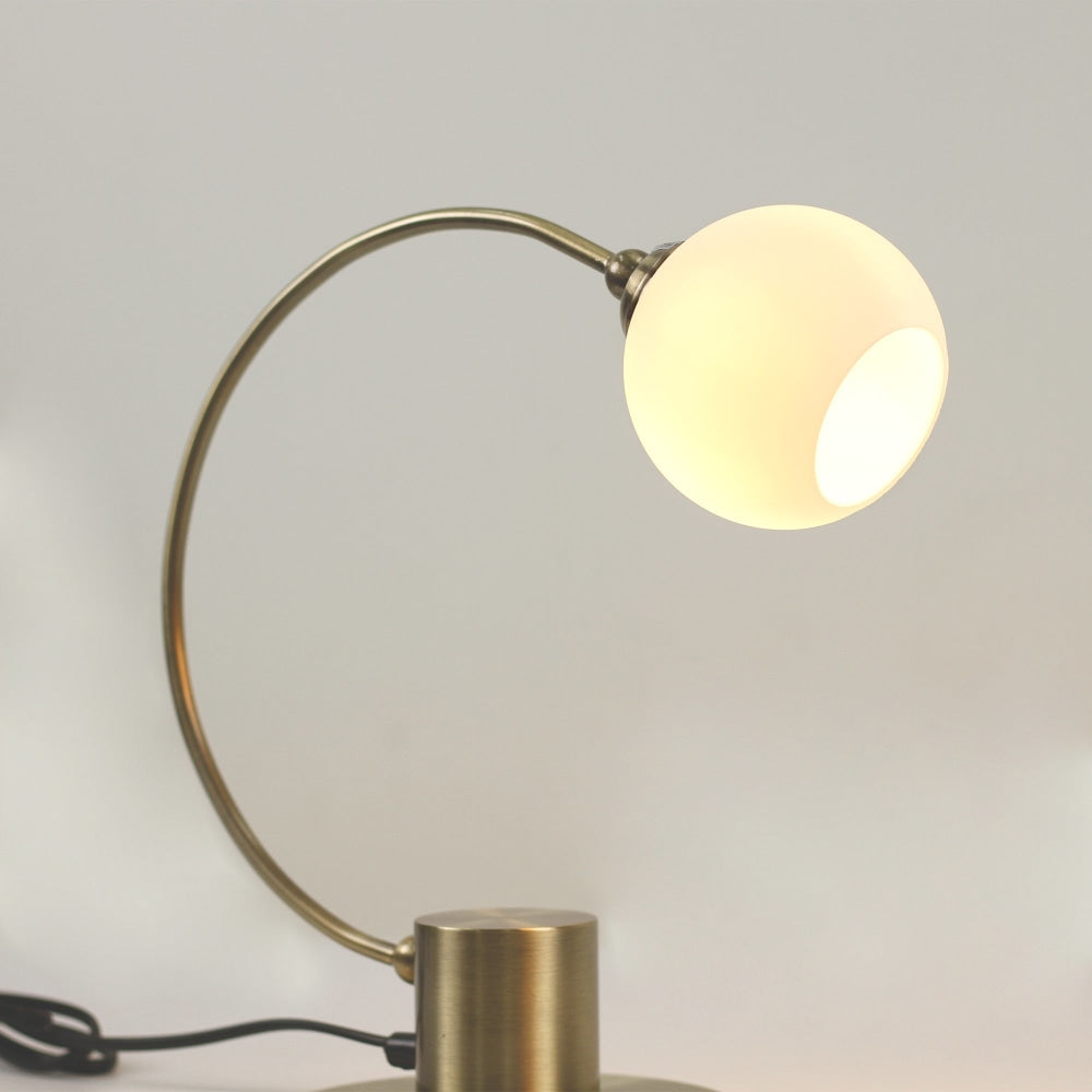 Rush Blush Touch Table Desk Study Metal Lamp Reading Light Glass Shade - Antique Brass Fast shipping On sale