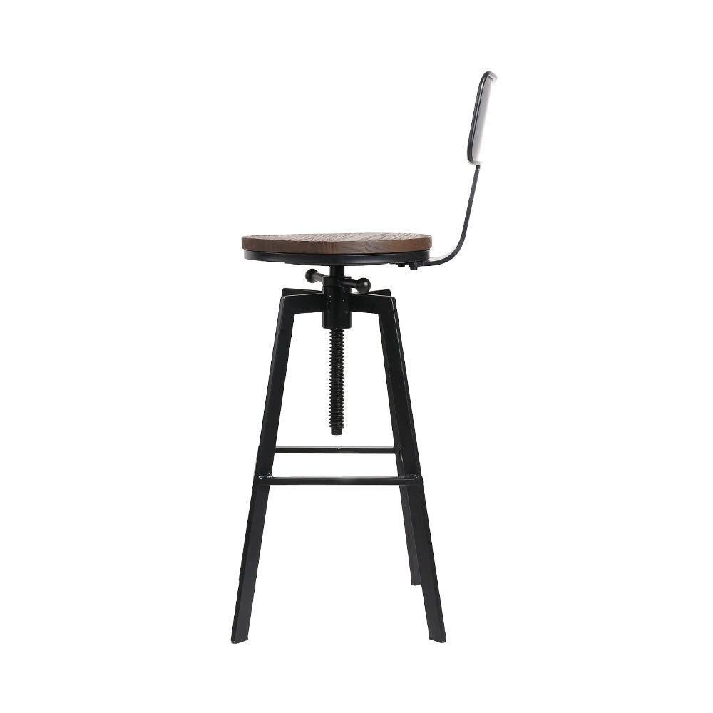 Rustic Industrial Style Metal Bar Stool - Black and Wood Fast shipping On sale