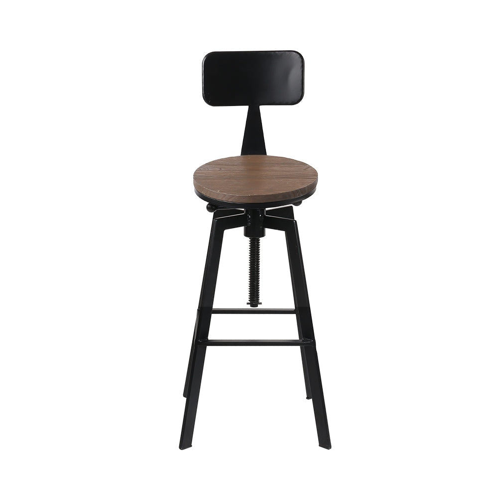 Rustic Industrial Style Metal Bar Stool - Black and Wood Fast shipping On sale