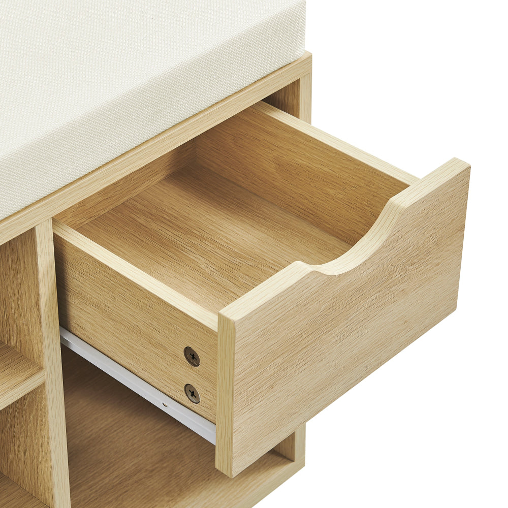 Ryker Shoe 3-Tier Shelves Rack Organiser Storage Fabric Bench 104cm 1-Drawer Oak Cabinet Fast shipping On sale
