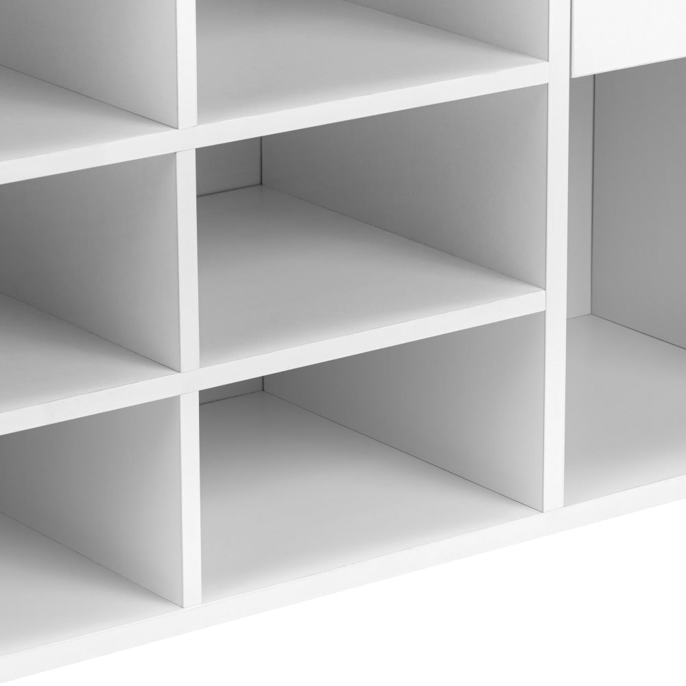 Ryker Shoe 3-Tier Shelves Rack Organiser Storage Fabric Bench 104cm 1-Drawer White/Grey Cabinet Fast shipping On sale
