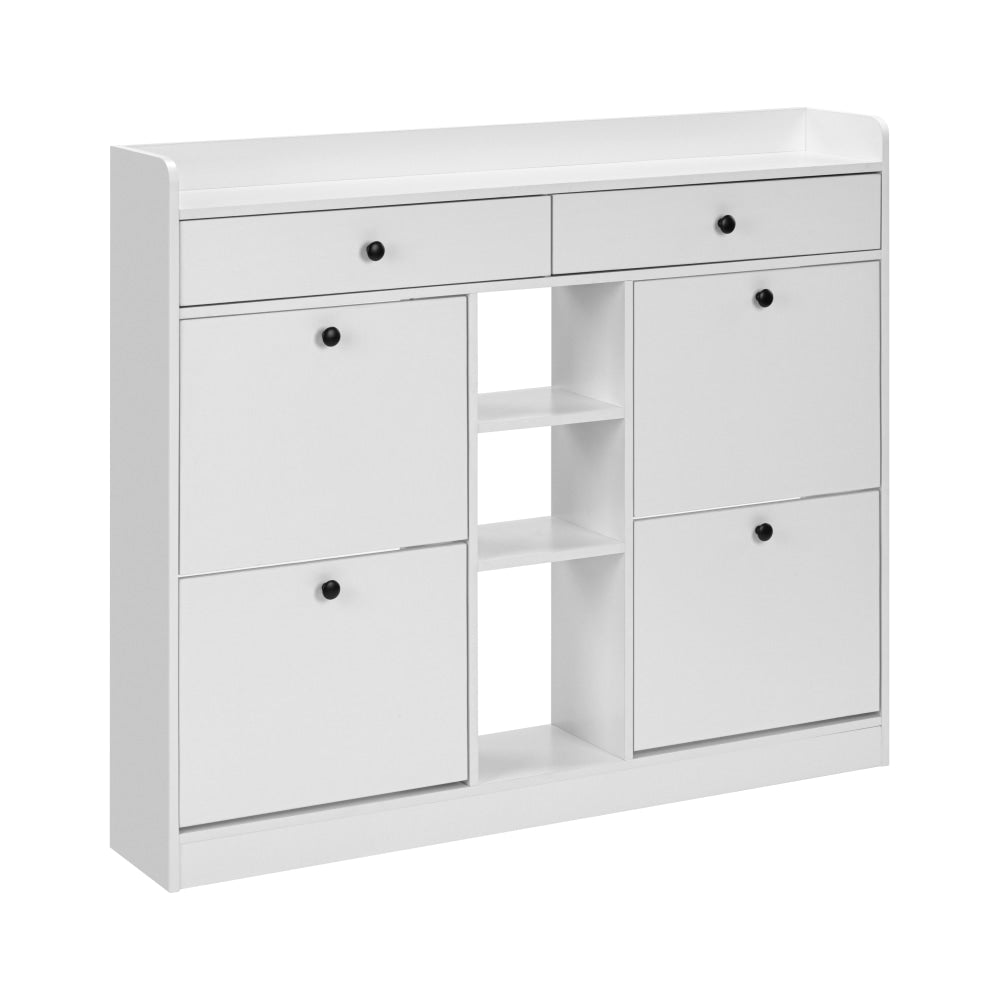 Ryker Wooden Shoe Oganiser Storage Cabinet 2-Drawers 4-Doors White Fast shipping On sale