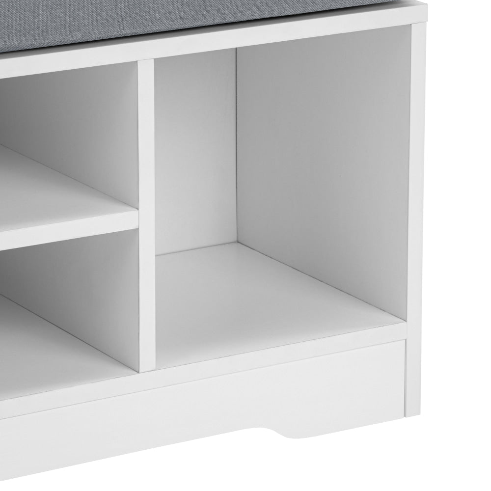 Ryker Wooden Shoe Shelves Rack Organiser Fabric Bench 80cm 1-Drawer White/Grey Cabinet Fast shipping On sale