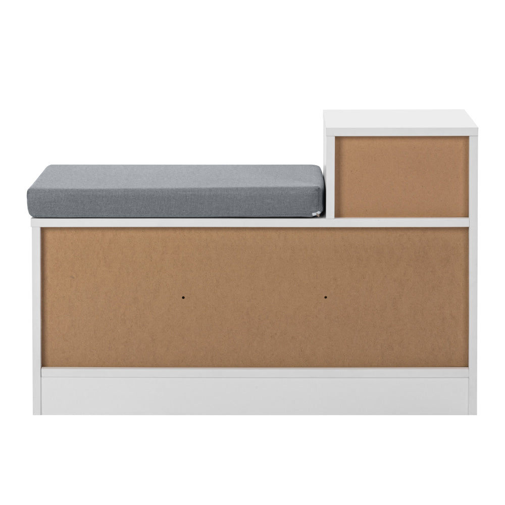 Ryker Wooden Shoe Shelves Rack Organiser Fabric Bench 80cm 1-Drawer White/Grey Cabinet Fast shipping On sale