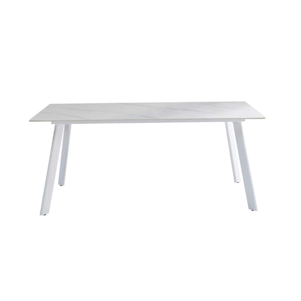 Snow Effect Table Momentous Living - Sable Marble Effect Kitchen Dining Table 180cm Metal ...