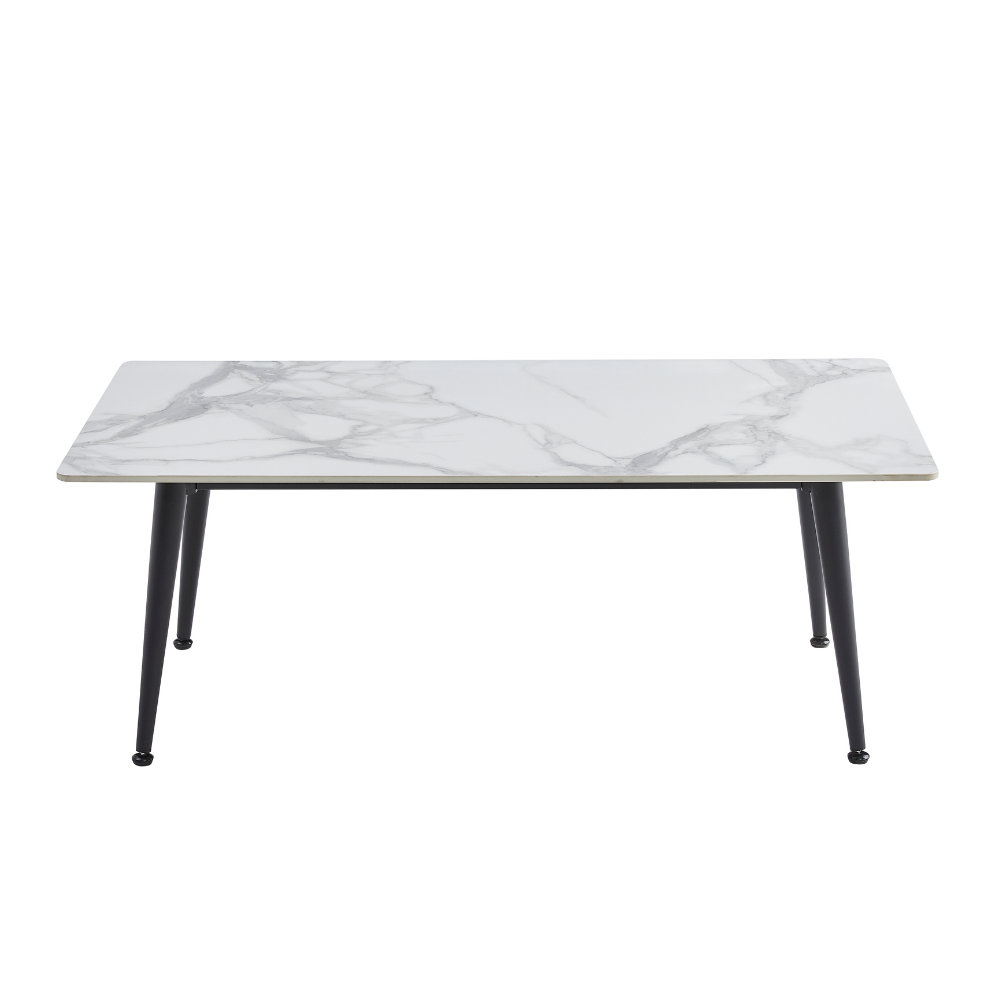 Sanjana Polished Ceramic Marble Look Rectangular Coffee Tea Table White Fast shipping On sale