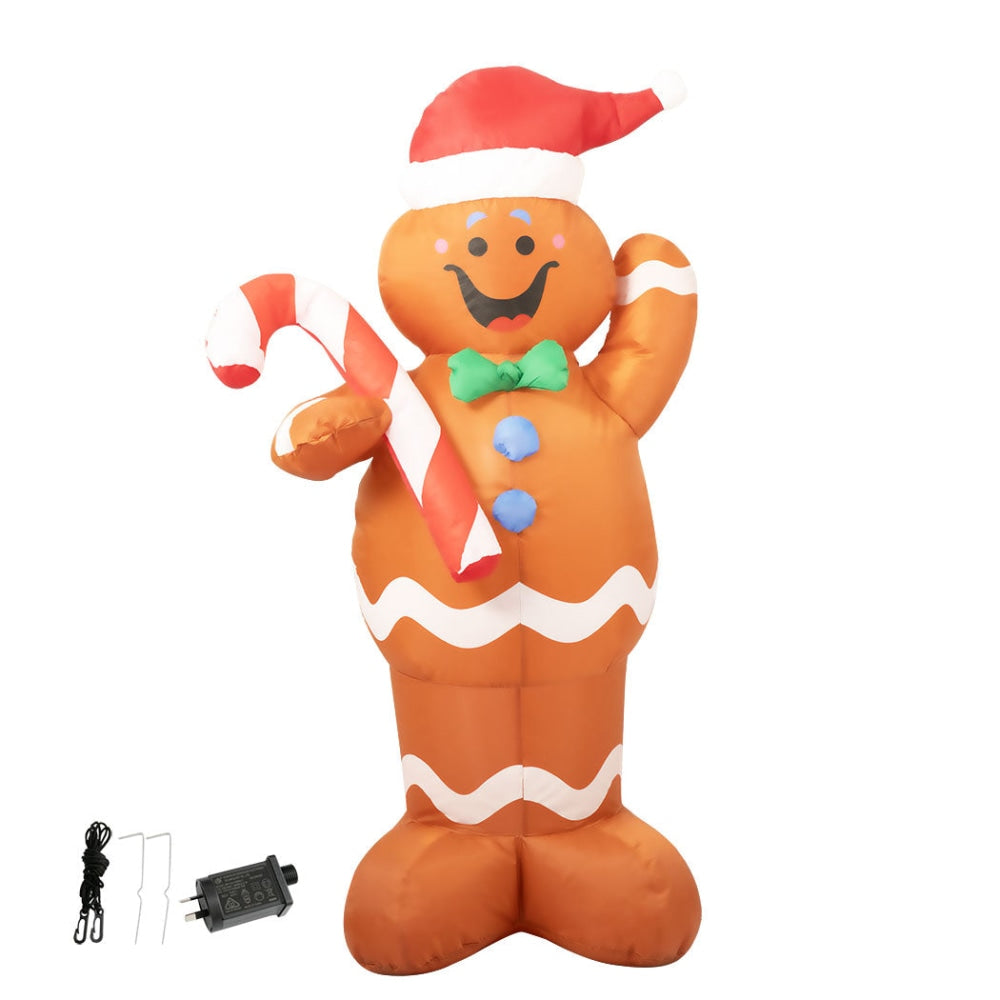 Santaco Christmas Inflatable Gingerbread Man 1.5M Xmas Decor LED Lights Outdoor Fast shipping On sale