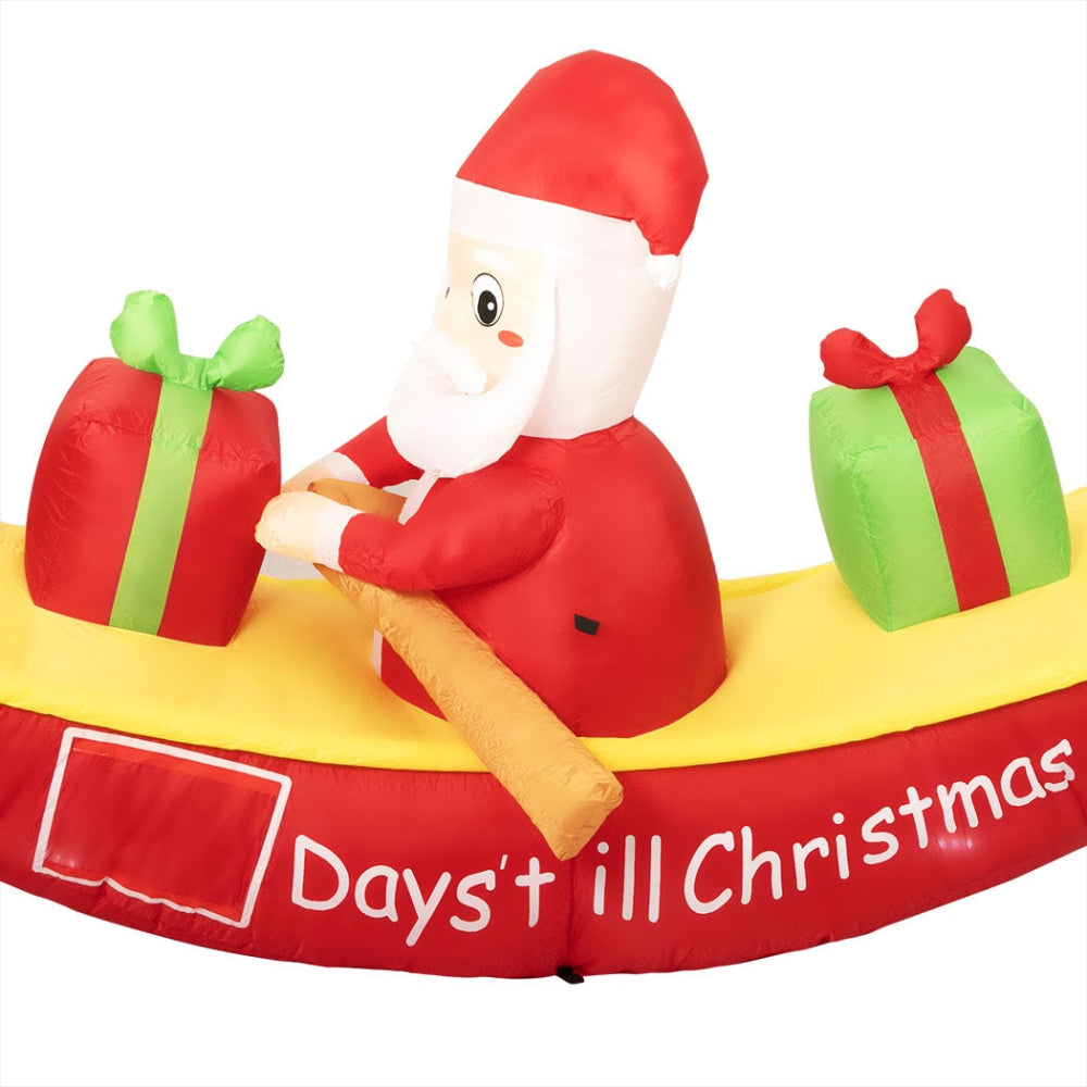 Santaco Christmas Inflatable Santa Clau Boat 2.1M Xmas Outdoor Decor LED Lights Fast shipping On sale
