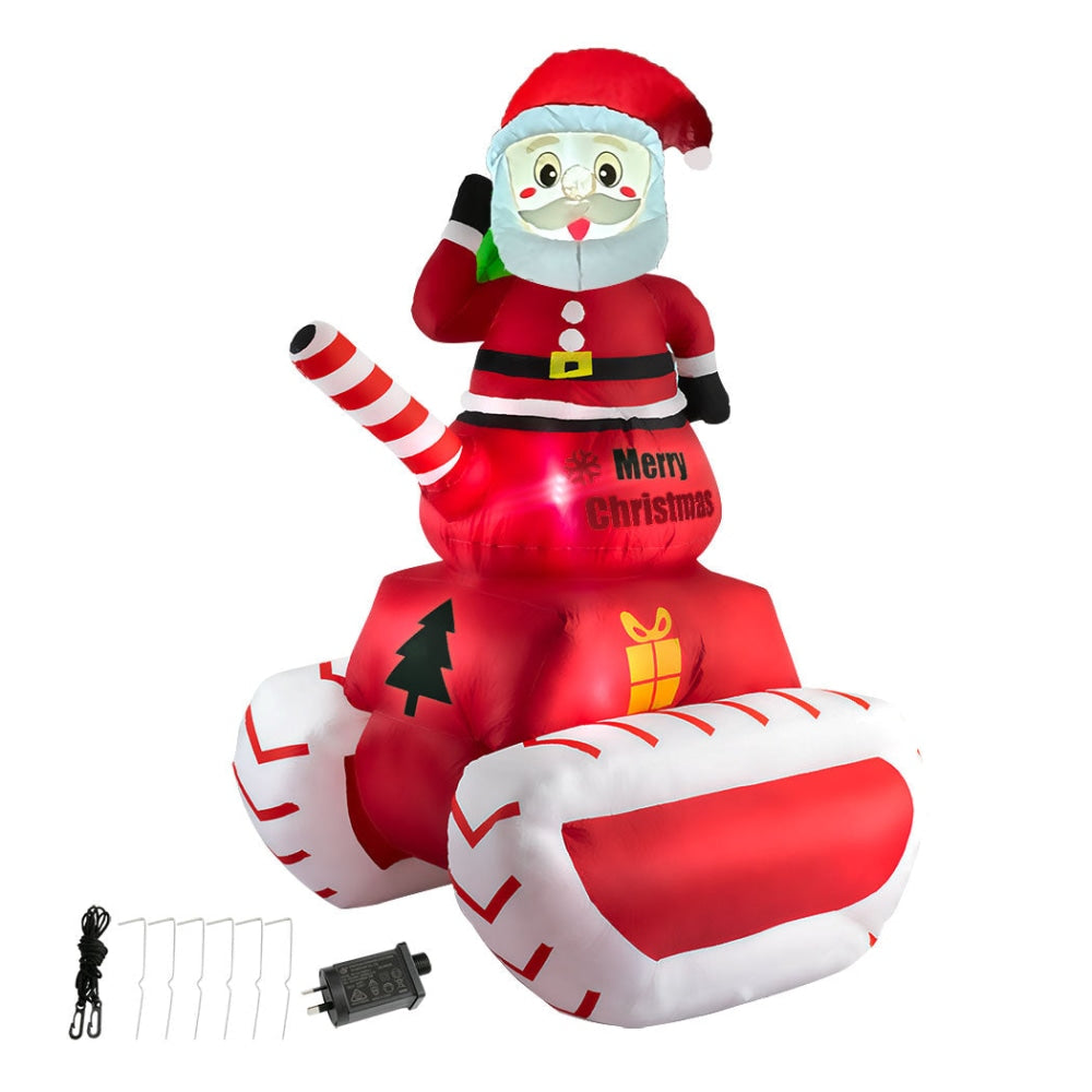 Santaco Christmas Inflatable Santa Claus Tank 1.8M Xmas Decor LED Lights Outdoor Fast shipping On sale