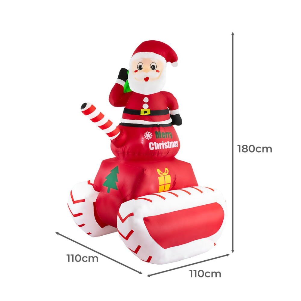 Santaco Christmas Inflatable Santa Claus Tank 1.8M Xmas Decor LED Lights Outdoor Fast shipping On sale