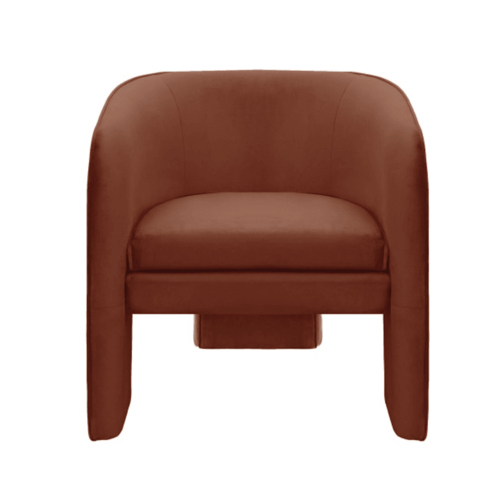 Serena Modern Velvet Fabric Occasional Lounge Accent Chair - Rust Fast shipping On sale