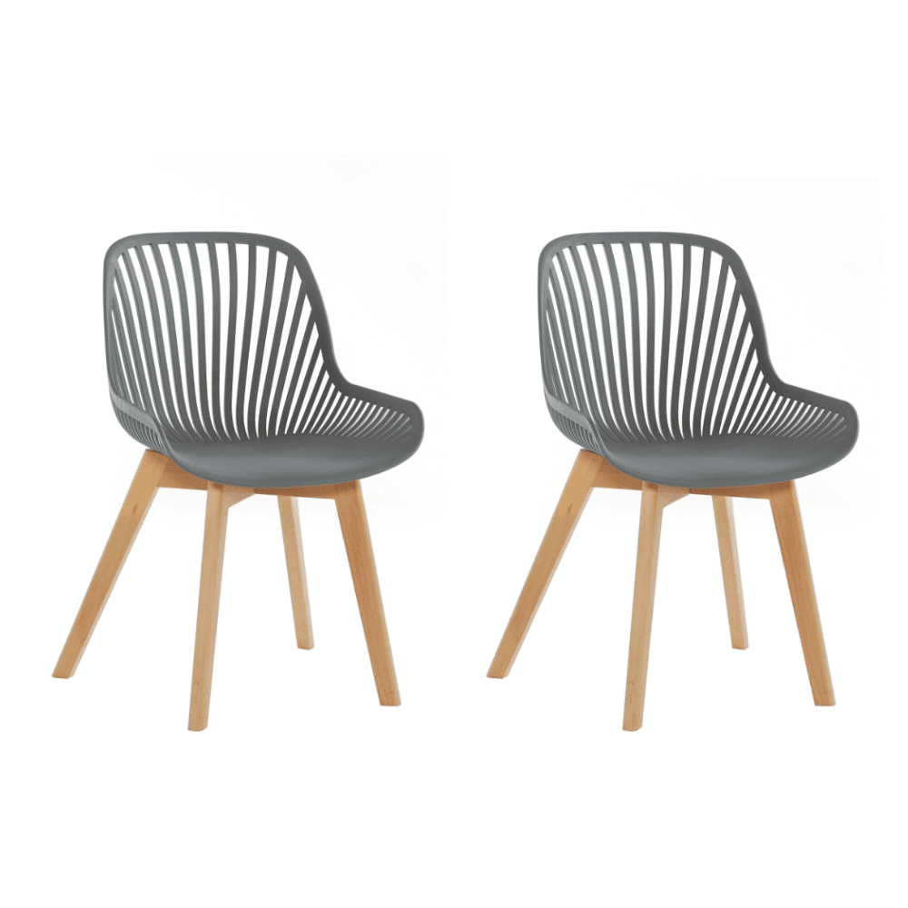 Set Of 2 Amira Kitchen Dining Chairs - Grey/Oak Chair Fast shipping On sale