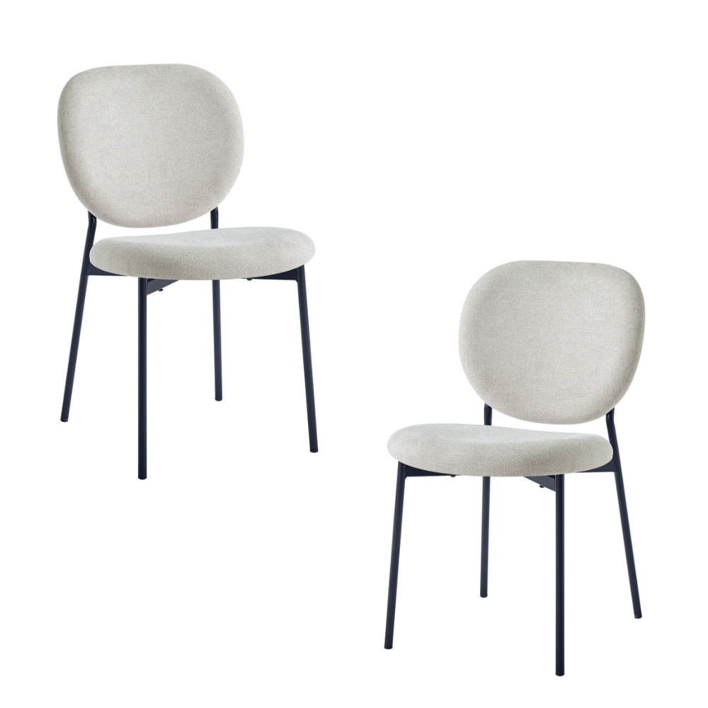 Set Of 2 Archie Fabric Kitchen Dining Chair Metal Legs Almond/Black Fast shipping On sale