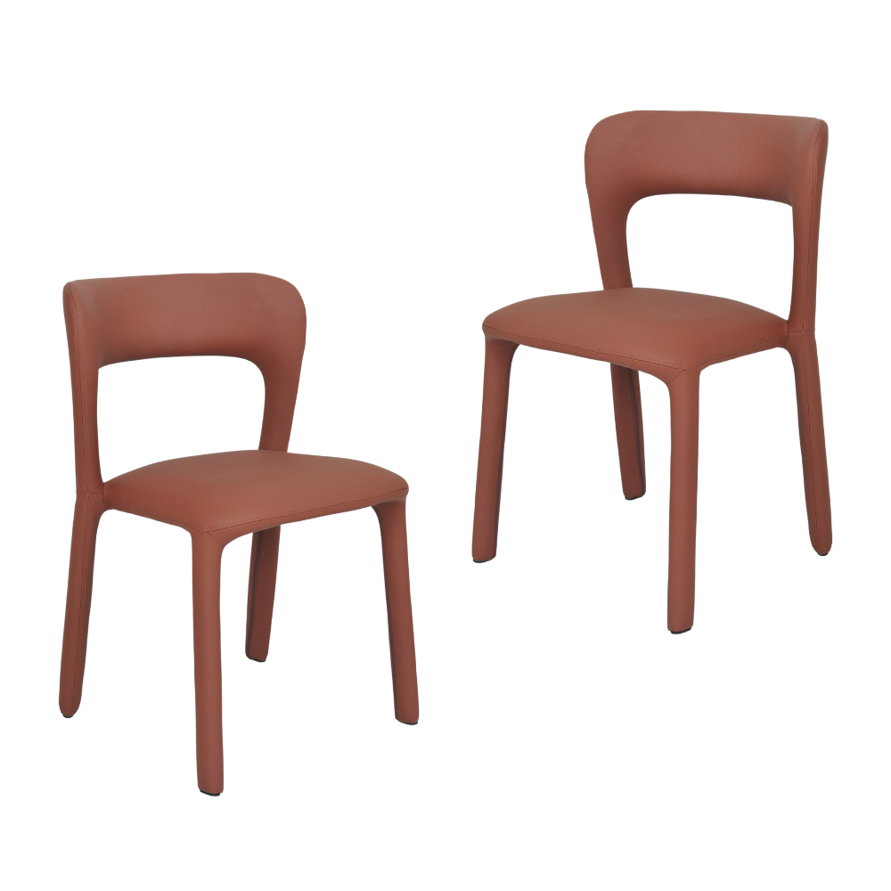 Set Of 2 Arnie Eco Leather Kitchen Dining Side Chair Tan Fast shipping On sale