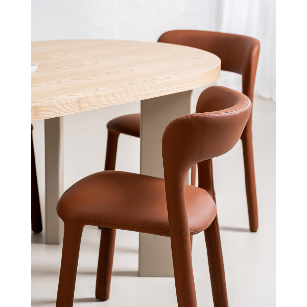 Set Of 2 Arnie Eco Leather Kitchen Dining Side Chair Tan Fast shipping On sale