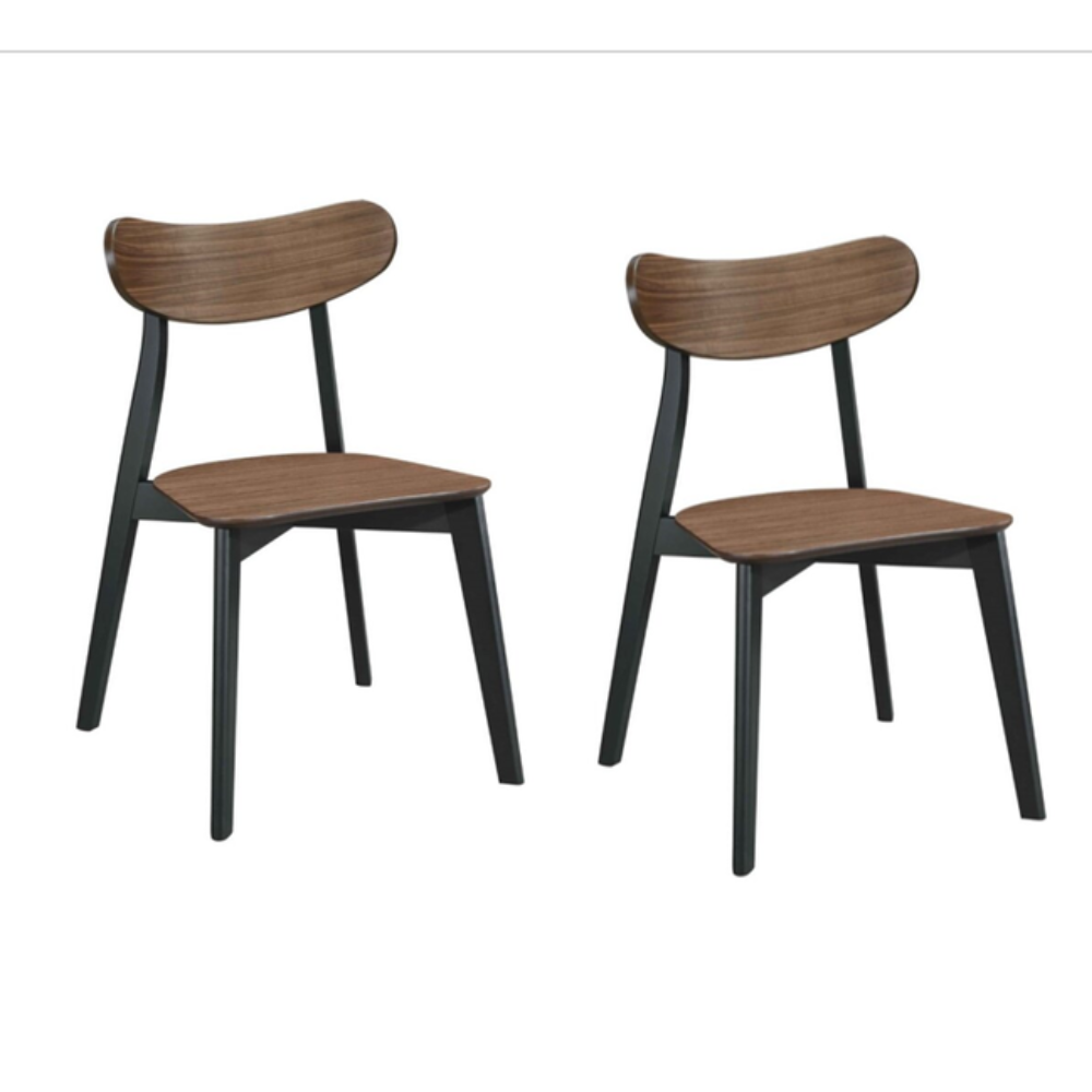 Set Of 2 Solid Rubber Wood Veneer Seat Kitchen Dining Side Chair Walnut Fast shipping On sale