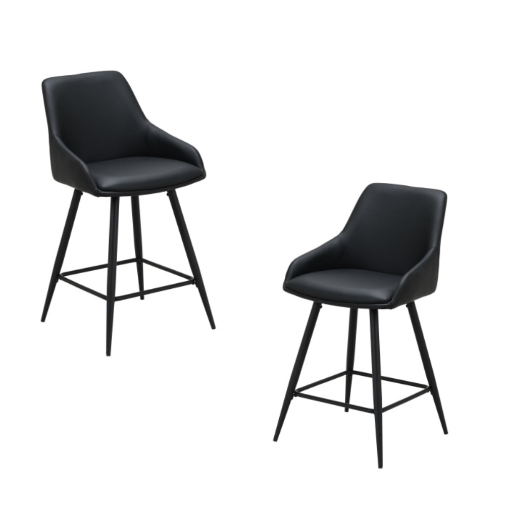 Set Of 2 Azra Eco Leather Kitchen Counter Bar Stool Black Fast shipping On sale