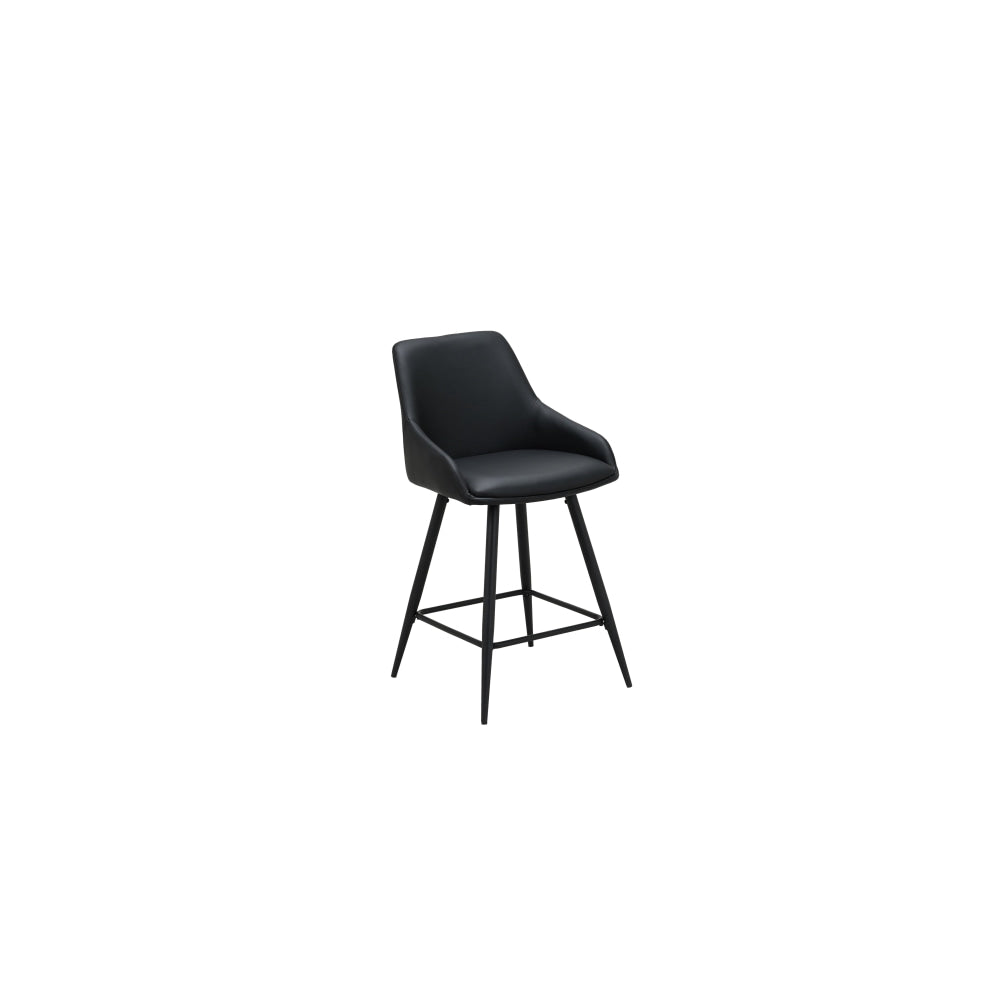 Set Of 2 Azra Eco Leather Kitchen Counter Bar Stool Black Fast shipping On sale