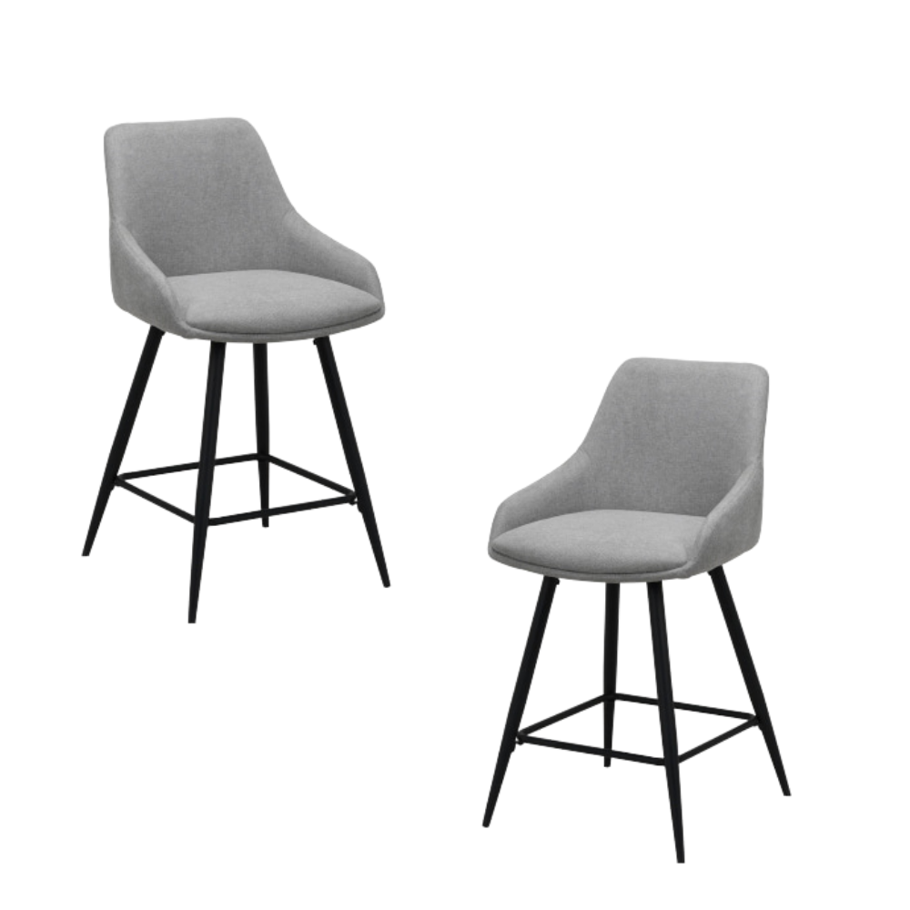 Set Of 2 Azra Eco Leather Kitchen Counter Bar Stool Silver Grey Fast shipping On sale