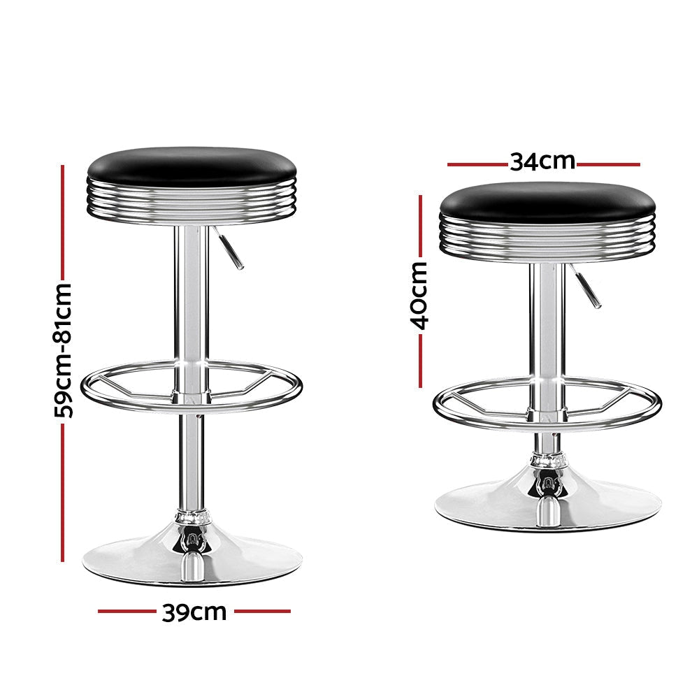 Set of 2 Backless PU Leather Bar Stools - Black and Chrome Stool Fast shipping On sale