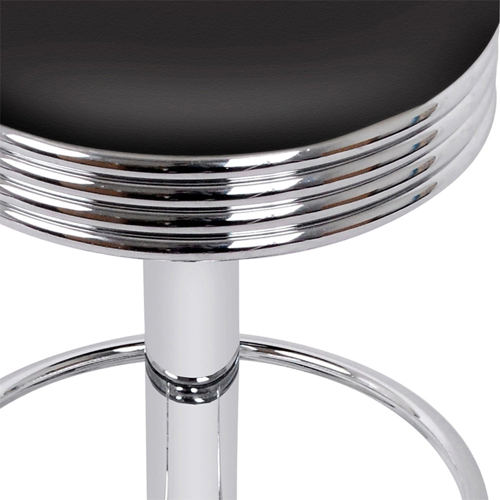Set of 2 Backless PU Leather Bar Stools - Black and Chrome Stool Fast shipping On sale