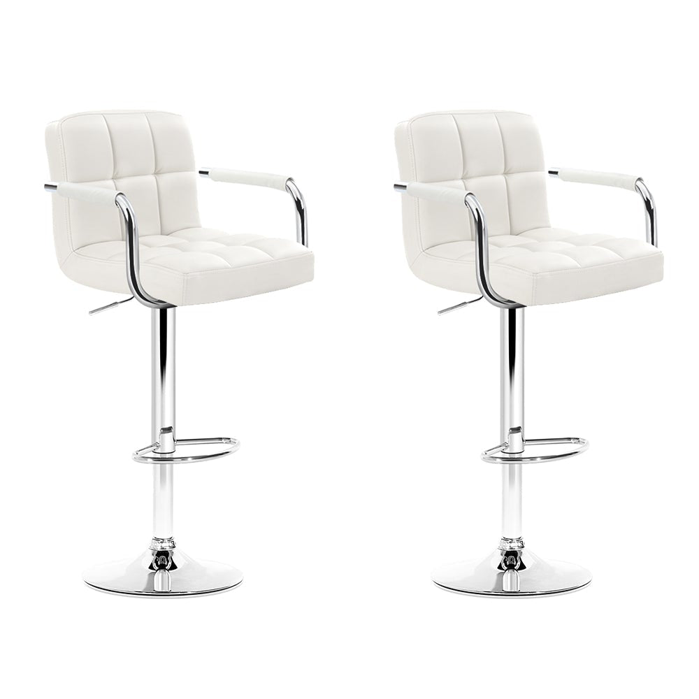 Set of 2 Bar Stools Gas lift Swivel - Steel and White Stool Fast shipping On sale
