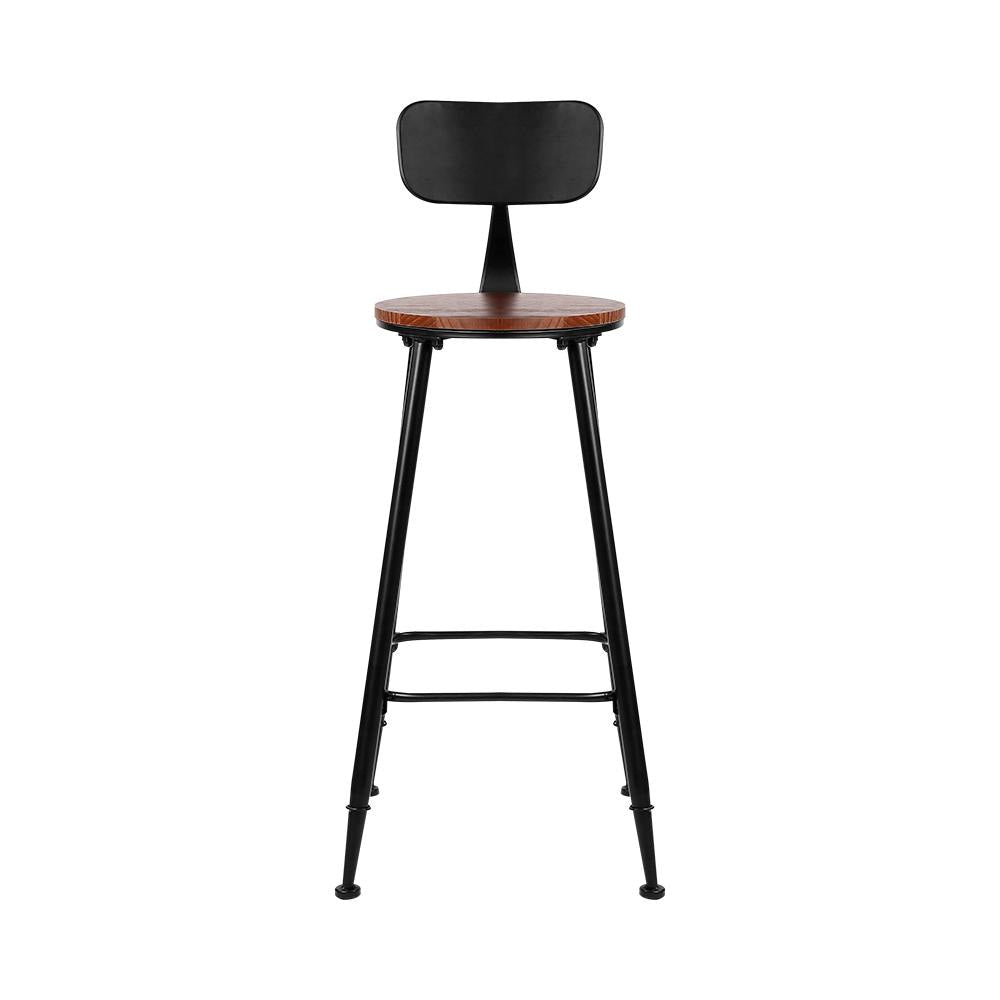 Set of 2 Bar Stools Pinewood Metal - Black and Wood Stool Fast shipping On sale