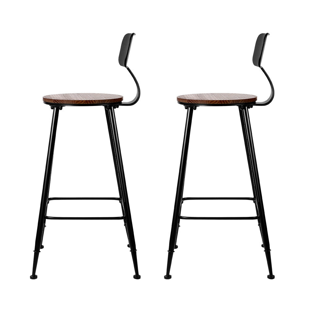 Set of 2 Bar Stools Pinewood Metal - Black and Wood Stool Fast shipping On sale