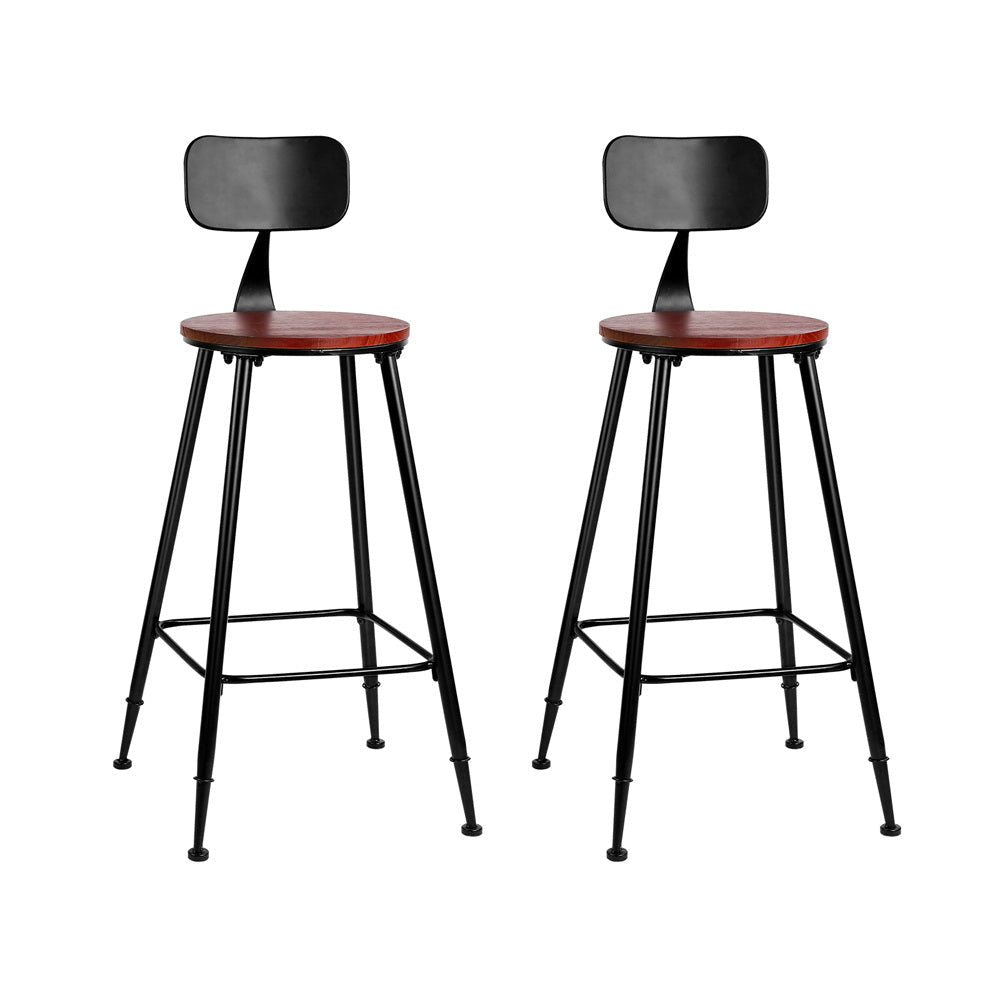 Set of 2 Bar Stools Pinewood Metal - Black and Wood Stool Fast shipping On sale
