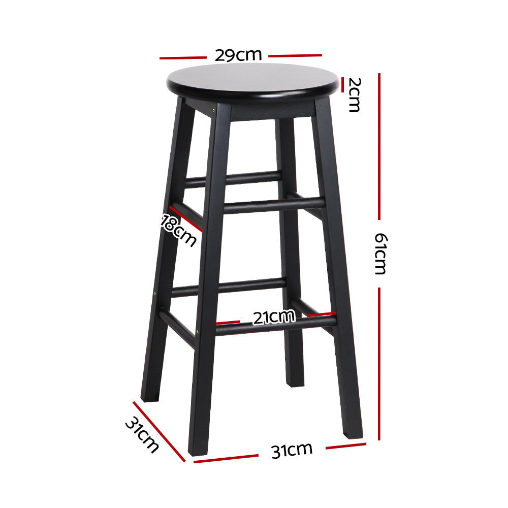 Set of 2 Beech Wood Backless Bar Stools - Black Stool Fast shipping On sale
