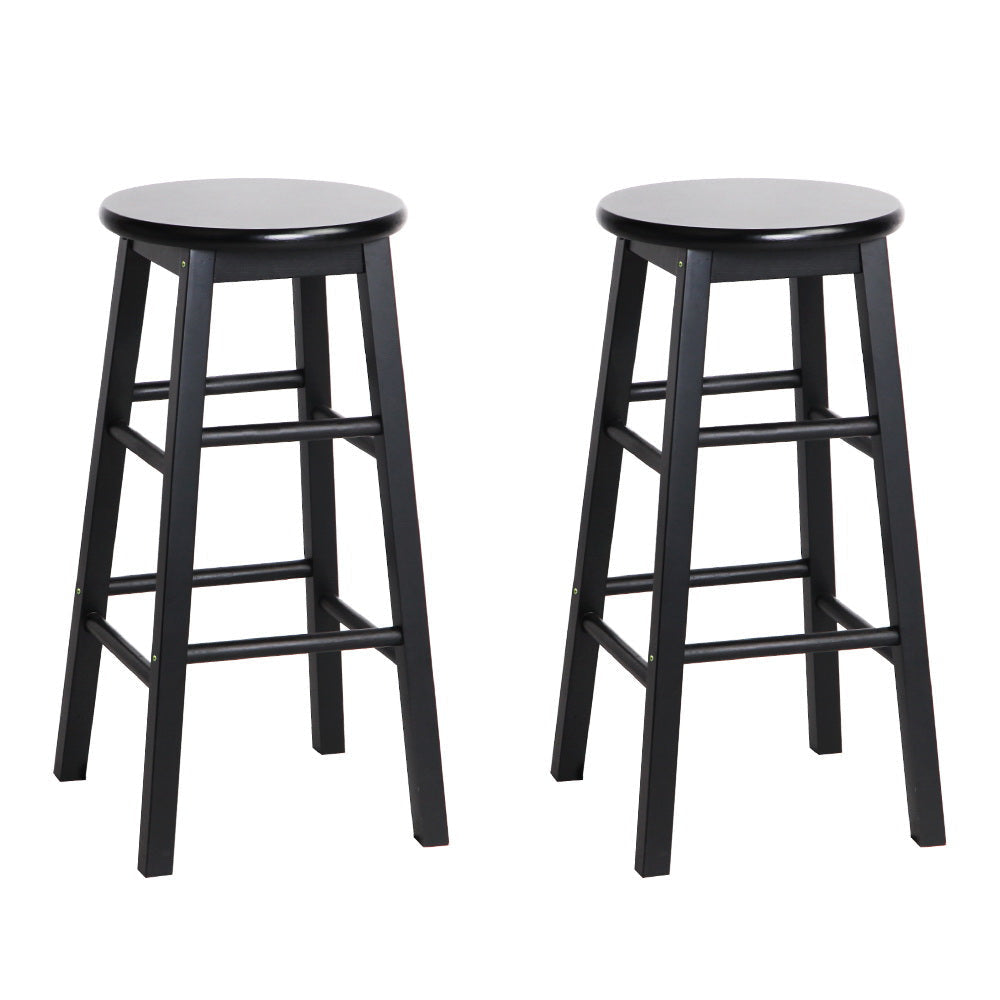 Set of 2 Beech Wood Backless Bar Stools - Black Stool Fast shipping On sale