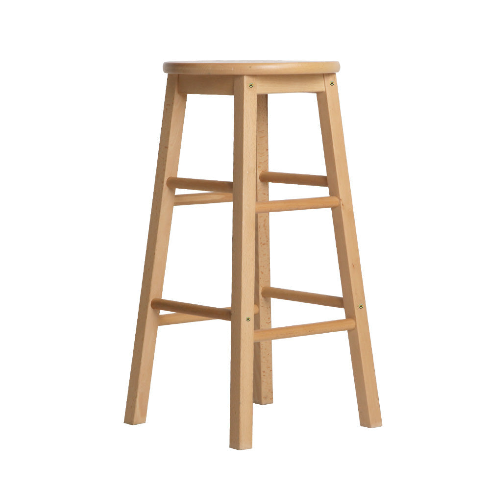 Set of 2 Beech Wood Backless Bar Stools - Natural Stool Fast shipping On sale