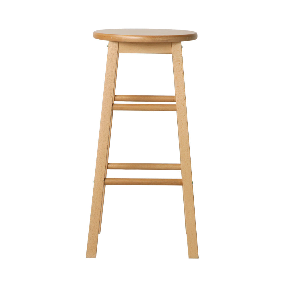 Set of 2 Beech Wood Backless Bar Stools - Natural Stool Fast shipping On sale