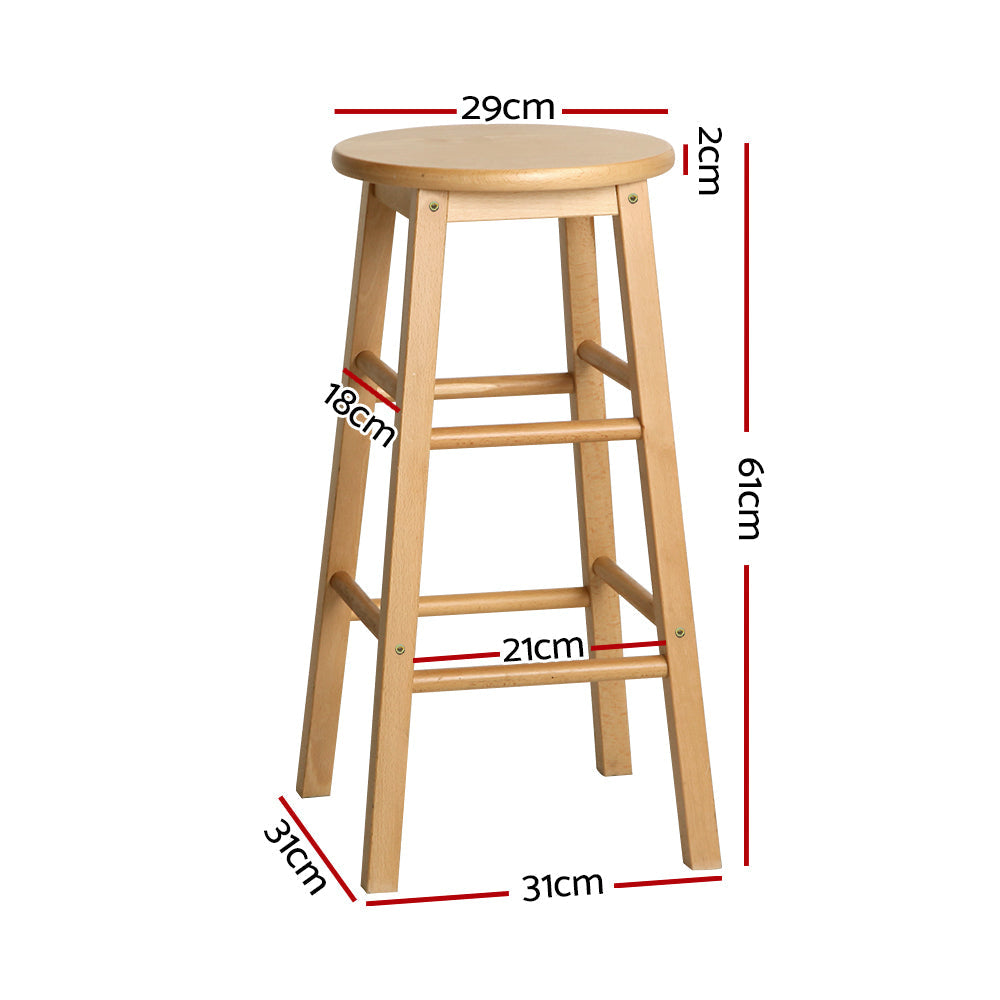 Set of 2 Beech Wood Backless Bar Stools - Natural Stool Fast shipping On sale