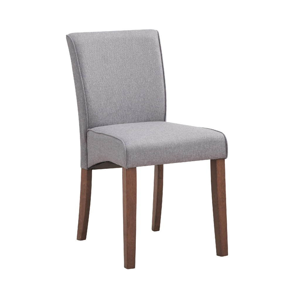 Set Of 2 Bosco Wooden Frame Fabric Kitchen Dining Chair - Walnut & Grey Fast shipping On sale