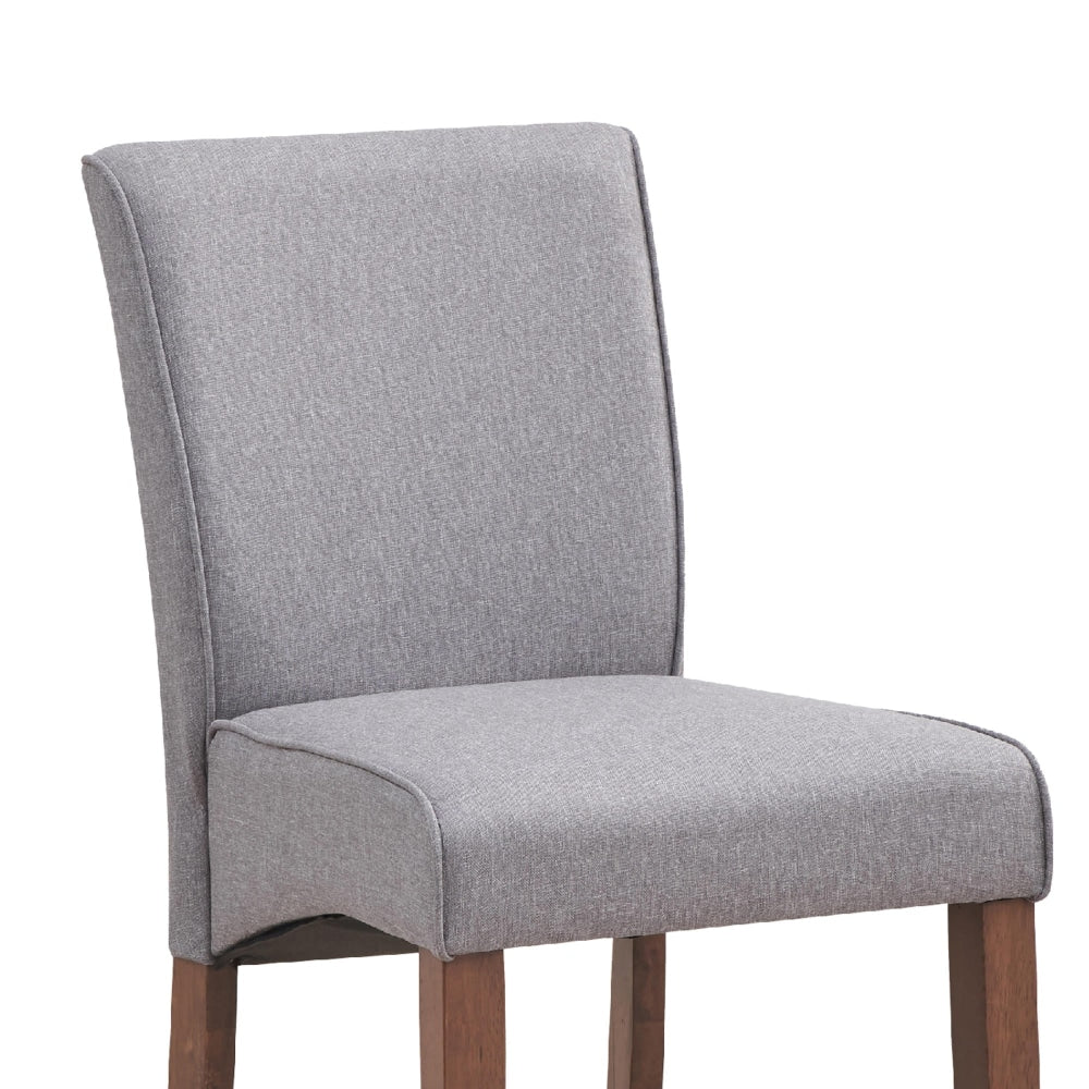 Set Of 2 Bosco Wooden Frame Fabric Kitchen Dining Chair - Walnut & Grey Fast shipping On sale