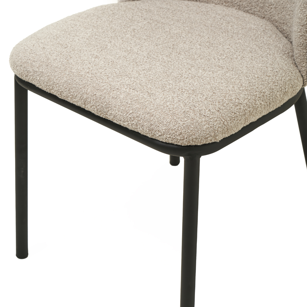 Set Of 2 Carmen Modern Boucle Fabric Kitchen Dining Chair Metal Legs - Latte Fast shipping On sale